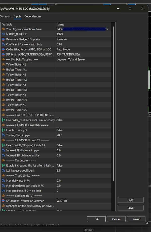 AlgoWayWS-MT5 documentation and MetaTrader 5 setup reference