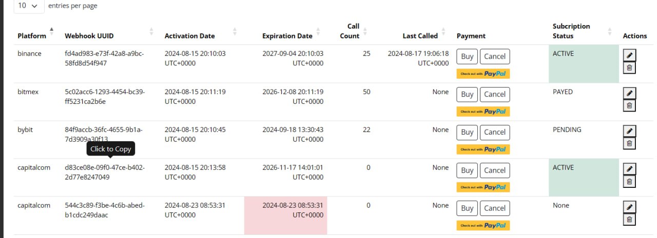 Paste AlgoWay webhook URL into TradingView for Binance