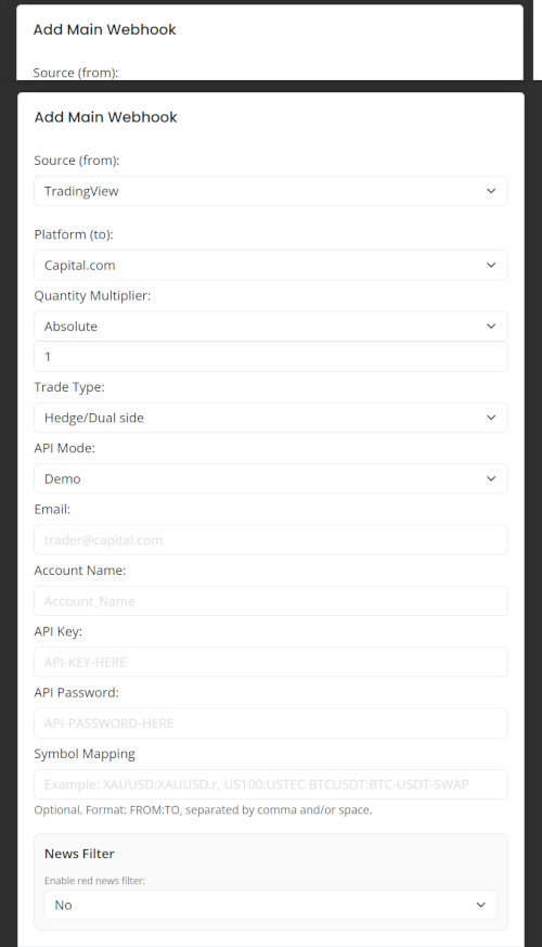 Capital.com newly generated API key