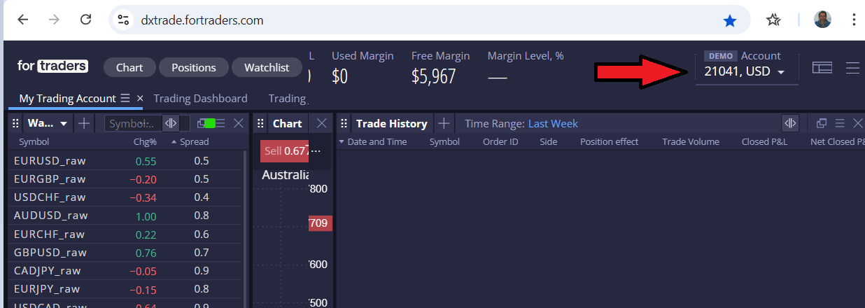 AlgoWay dashboard with DXtrade webhook configuration