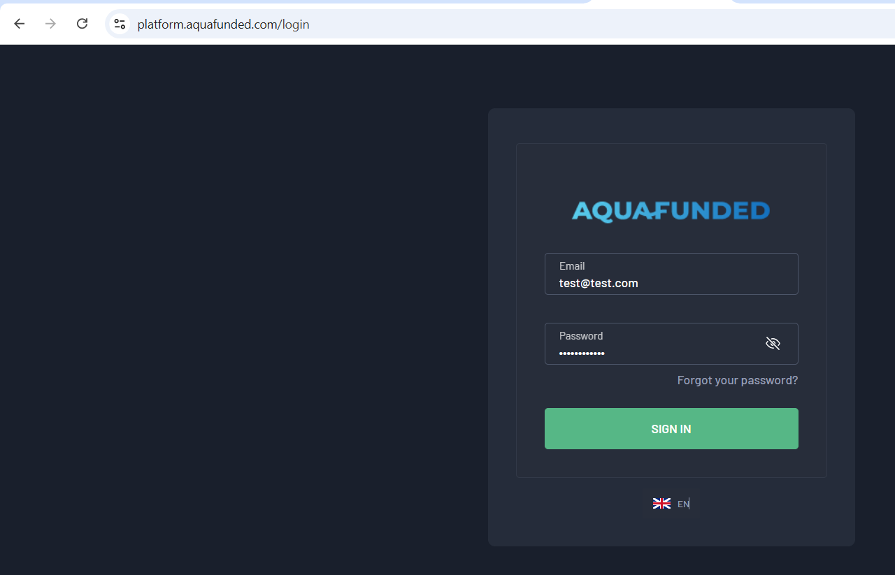 Match-Trader login page used to find Broker ID manually
